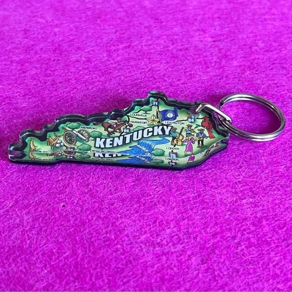 Vintage Acrylic Kentucky Keychain 90s - Picture 2 of 5
